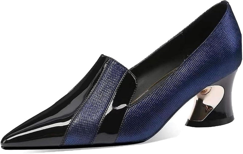 Women's Fashion High Heels Pointed Toe Block Heel Leather Shoes Comfortable Elegant Wedding Party Dress Shoes  H32014 - TUZZUT Qatar Online Shopping