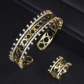 zircon Women's Wedding bangle with ring Gold Color jewelry set - Tuzzut.com Qatar Online Shopping