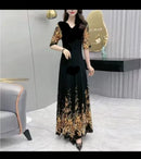 V-Neck Print Women Long Dress B-306159 - TUZZUT Qatar Online Shopping