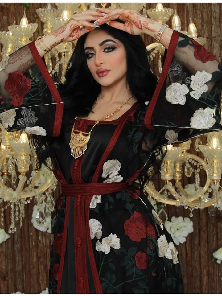 Turkey Dubai Arabic Muslim women Dress Satin Abaya embroidery lace floral dresses sets 2 pieces Islamic Pakistan Moroccan Kaftan S2707434