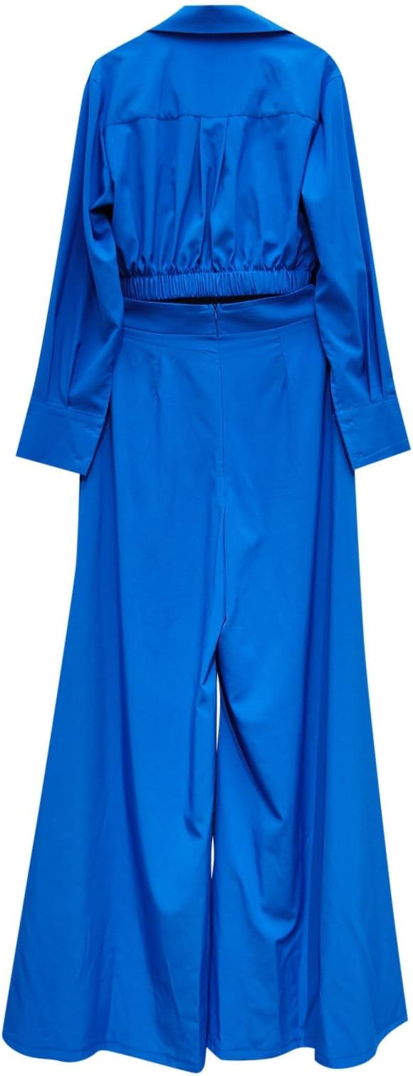 Pleated Long Sleeved Shirt High Waisted Baggy Wide Leg Pant 176842 Pleated Long Sleeved Shirt High Waisted Baggy Wide Leg Pant 176842