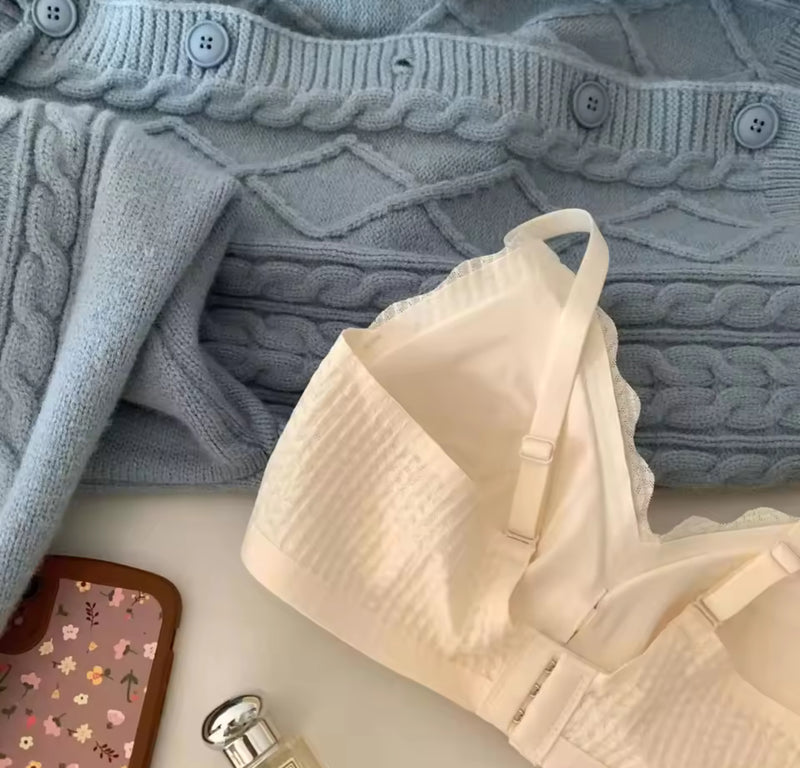 Lace Strap Latex Bra Wireless Thin Women's Underwear 81064 - TUZZUT Qatar Online Shopping