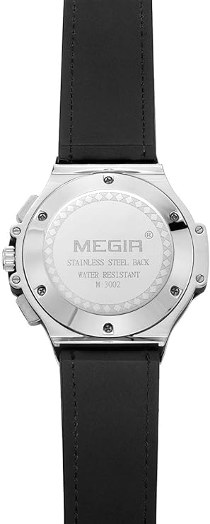 Megir Analog Watch for Men with Leather Strap, ML2035GBK-1