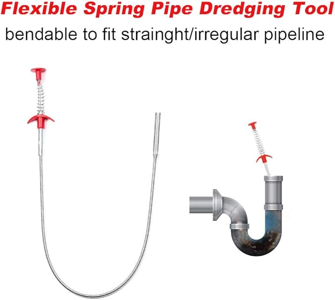 Drain Snake, Spring Pipe Dredging Tool 21” Telescopic Flexible Pickup Claws Reusable Clog Remover For Drains Sink Toilet Vents