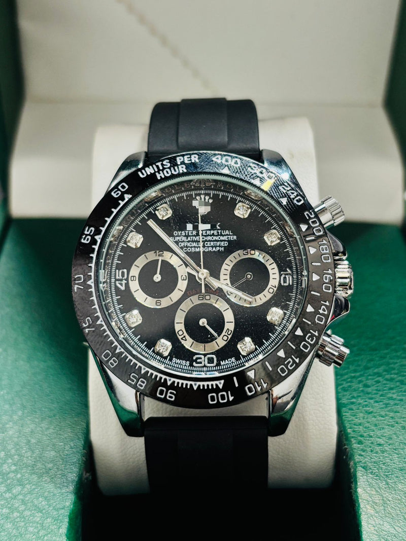 Men's Luxury Black Strap Watch W5548 - TUZZUT Qatar Online Shopping