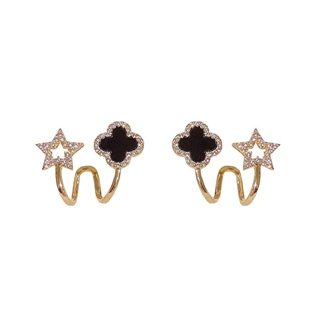 Womens Stone Decor Star Four-Leaf Clover Korean Earrings ER0054
