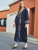 Najma CURVE Plus Geo Print Roll Up Sleeve Open Front Abaya     S3455290 - TUZZUT Qatar Online Shopping