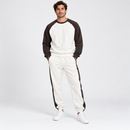 Men's Cream & Dark Brown Color Block Sweatshirt and Jogger Pants Set – 2 Pieces XL