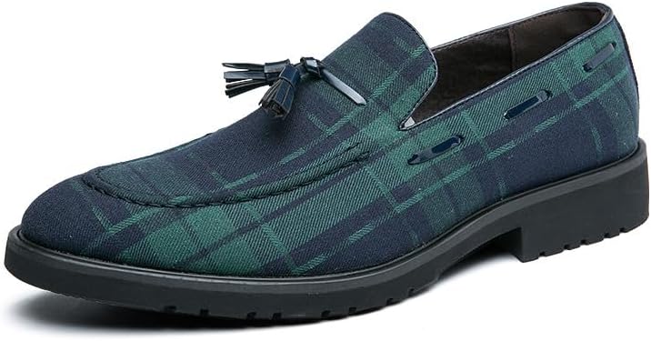Men's Denim Plaid Loafer Shoes LS270 Men's Denim Plaid Loafer Shoes LS270
