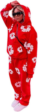 Denim Tears Tracksuit Red B-8476 - TUZZUT Qatar Online Shopping