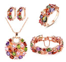 Rose Gold Color Multi Cubic Zirconia Charming  Jewelry Sets Ring Size 6