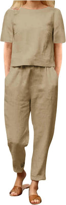 Women's Casual Solid Color Crewneck Top and Pants  S4489275 - TUZZUT Qatar Online Shopping