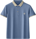 Mens T-shirts Button Down Lapel Tops Letter Short Sleeve Casual Dress - TUZZUT Qatar Online Shopping