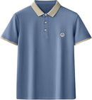 Mens T-shirts Button Down Lapel Tops Letter Short Sleeve Casual Dress - TUZZUT Qatar Online Shopping