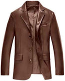 Men's Casual Genuine Leather Suit, Slim Fit, Uncoated Water Dyed, Vegetable Tanned Sheepskin, Coat, Outerwear, Japan Fashion - S4063144 - Tuzzut.com Qatar Online Shopping