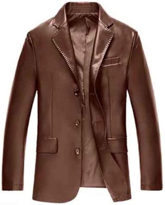 Men's Casual Genuine Leather Suit, Slim Fit, Uncoated Water Dyed, Vegetable Tanned Sheepskin, Coat, Outerwear, Japan Fashion - S4063144 - Tuzzut.com Qatar Online Shopping