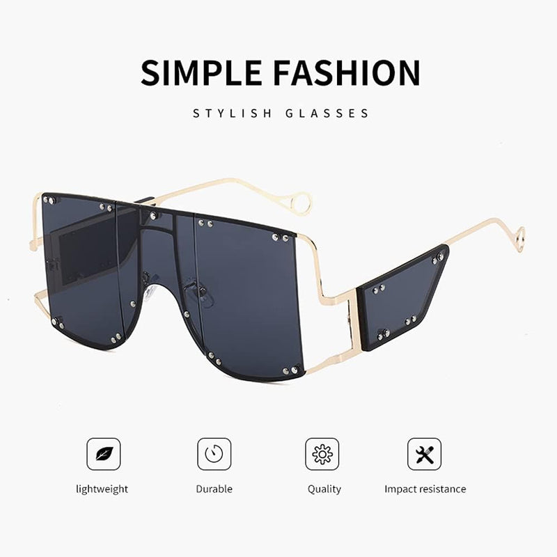 Luxury Oversized Square Sunglasses with Side Shield Lens S3098864 - TUZZUT Qatar Online Shopping