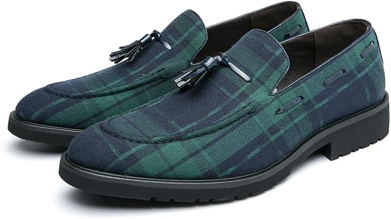 Men's Denim Plaid Loafer Shoes LS270 - TUZZUT Qatar Online Shopping