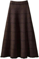 Vintage Fringe Plaid Knitted Skirt 58848 - TUZZUT Qatar Online Shopping
