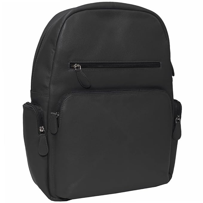 Genuine Leather Unisex Backpack With Nylon Zip Opening