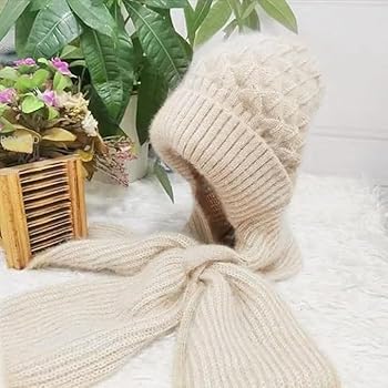 Warm Hooded Scarf Hat Winter Knitted Cap 62634 Warm Hooded Scarf Hat Winter Knitted Cap 62634