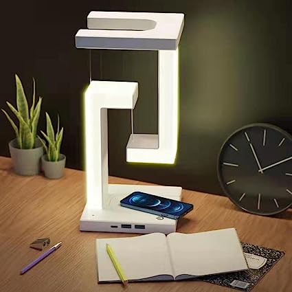 Desk Lamp with Wireless Charger- 2 in 1 Table Lamp & Wireless Charger for Smart Phones- Suspension Touch Switch Desktop Nightlight Desk Lamps for Home Office S4774674