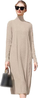 Autumn Winter High Neck Warm Wave Pattern Long Sweater 72556