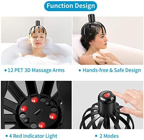 Electric Octopus Claw Scalp Massager Stress Relief Therapeutic Head Scratcher Relief Hair Stimulation Hands Free Rechargable -1806 Electric Octopus Claw Scalp Massager Stress Relief Therapeutic Head Scratcher Relief Hair Stimulation Hands Free Rechargable -1806