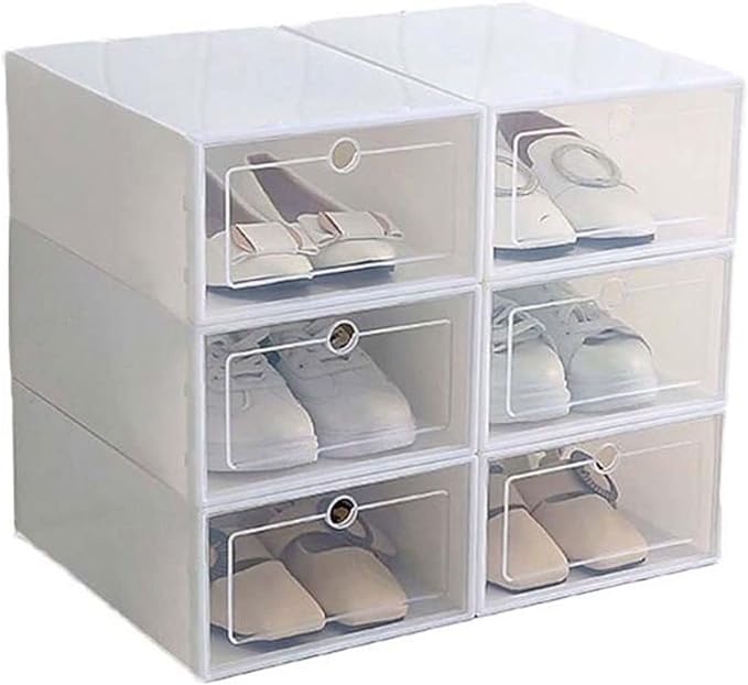 6 pcs Plastic Shoe Box Stackable Foldable Shoe Organizer 6 pcs Plastic Shoe Box Stackable Foldable Shoe Organizer