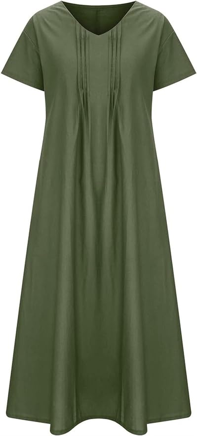 Women Oversized Baggy Flowy Cotton Linen Maxi Dresses L B-102399 - TUZZUT Qatar Online Shopping