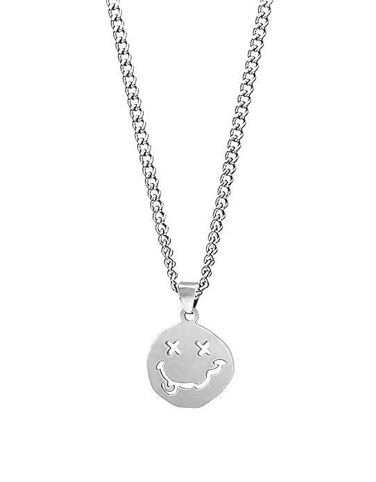 Smile Face Women's Pendants Necklaces Gothic Smiley Cool Hippie Streetwear Men's Necklaces H00