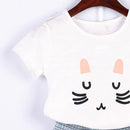 Toddler Girl Rabbit Print Suit Summer Short Sleeve Shirt Top Short Skirt Suit 2 Piece Set 9-10Y X1353470 - TUZZUT Qatar Online Shopping