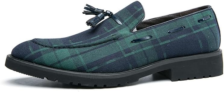 Men's Denim Plaid Loafer Shoes LS270 - TUZZUT Qatar Online Shopping