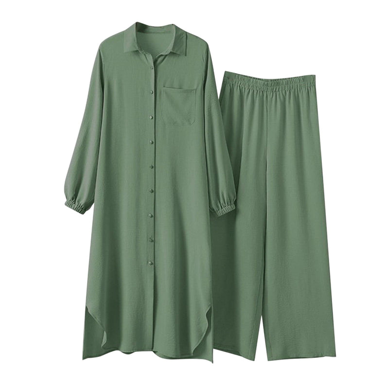 Turkey Abaya Suit Women Long Shirts Wide Leg Pants P568974 - TUZZUT Qatar Online Shopping