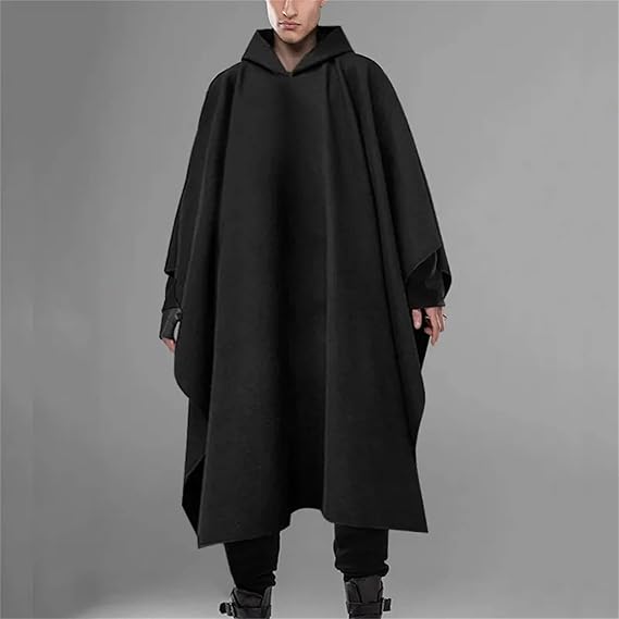 Hooded Solid Loose Punk Windproof Cloak Coat 179525 - TUZZUT Qatar Online Shopping