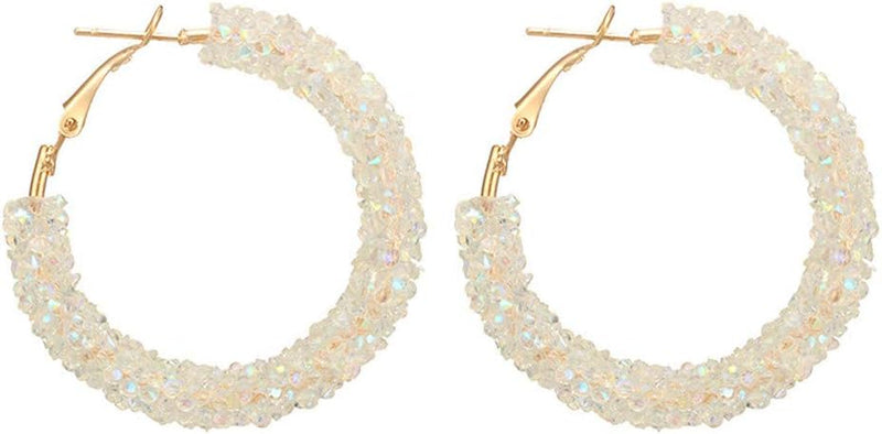 Lady Shiny Crystal Hoop Earrings for Women Round Earrings Party Jewellery R969 - TUZZUT Qatar Online Shopping