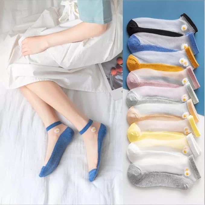 10 Pairs Elastic Women Ankle Length Socks Transparent moo64