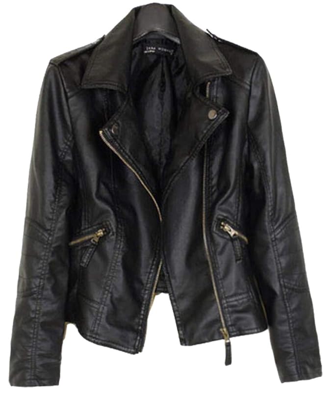 Women's Long Sleeve  Leather Short Jacket 604214 - TUZZUT Qatar Online Shopping