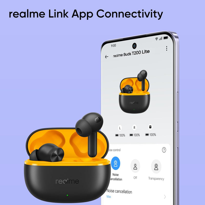 Realme Buds T110 Auto Noice Canceling ANC Wireless Earbuds- Punk Black - TUZZUT Qatar Online Shopping