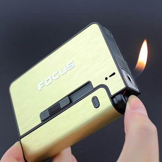 Focus Pioneer YH001 Automatic Cigarette Case Holder Box with Portable Lighter - TUZZUT Qatar Online Shopping