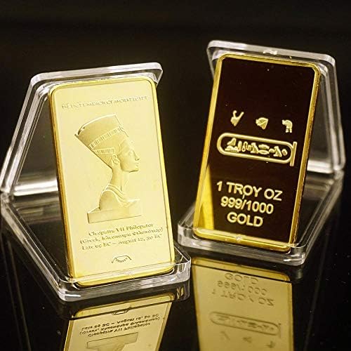Replica Gold Plated Bullion Bar Collectibles Pharaoh Cleopatra Souvenir 1 Troy OZ with Gift Box
