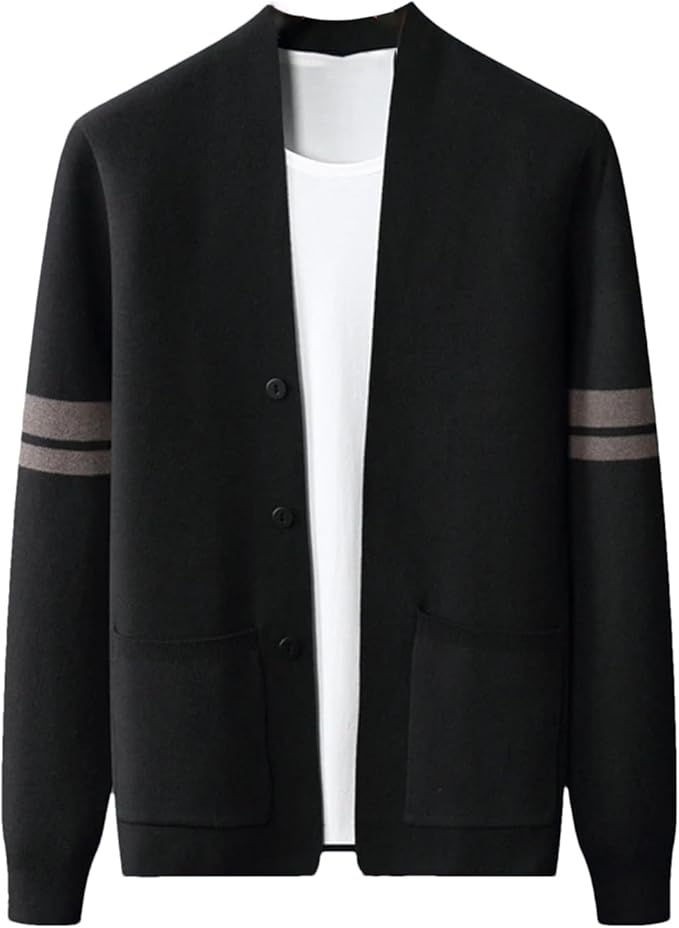 Men's Stripe Contrast Knitted Cardigan Sweater 8536927 - TUZZUT Qatar Online Shopping