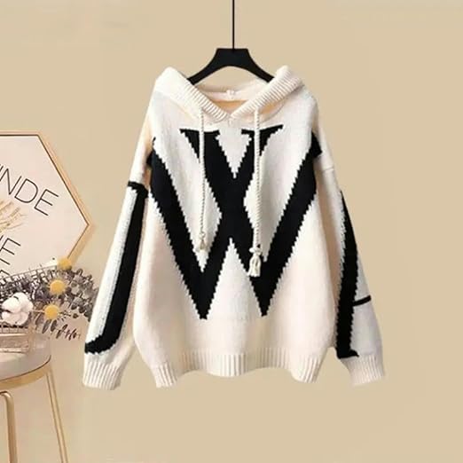 Knitted Hooded Top Winter Sweater 177203 - TUZZUT Qatar Online Shopping