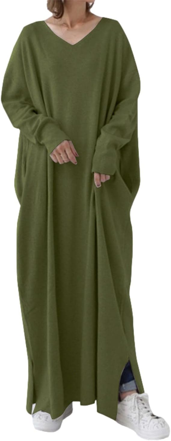 Womens Long Sleeve Dresses Loose Fit Plus Size Dresses 221012 - TUZZUT Qatar Online Shopping