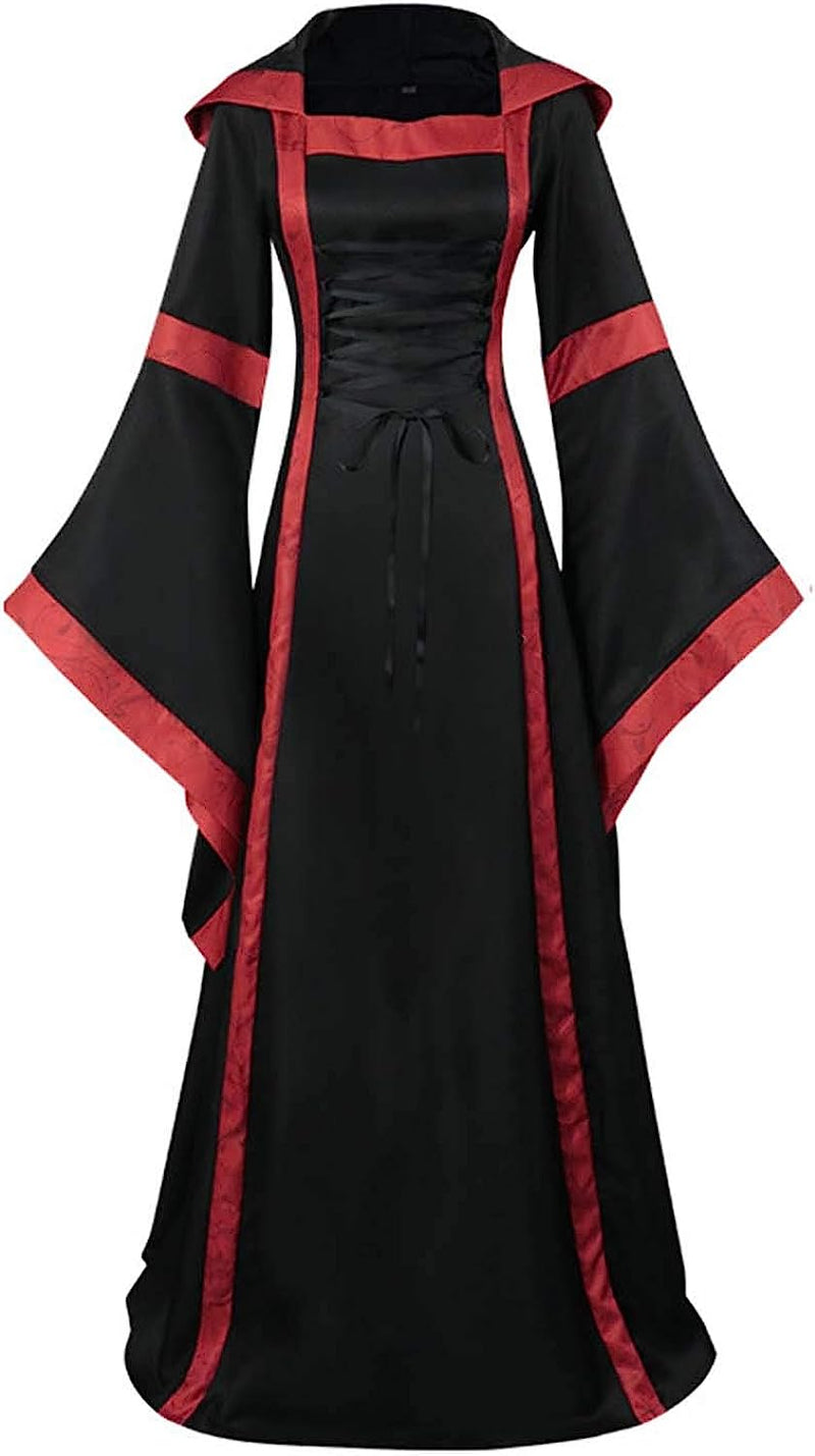Victorian Witch Halloween Costume for Women, Vintage Adult Deluxe Hooded Vampire Medieval Renaissance Gown Dress S2636296 - Tuzzut.com Qatar Online Shopping