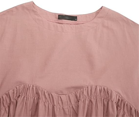 Women's Full Sleeve Solid Loose Waist O-Neck Comfortable Style Casual Summer Long Dress 5XL B-108428 - TUZZUT Qatar Online Shopping