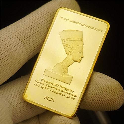 Replica Gold Plated Bullion Bar Collectibles Pharaoh Cleopatra Souvenir 1 Troy OZ with Gift Box