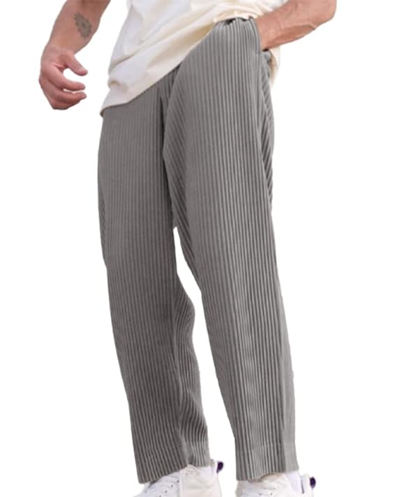 Casual Elastic Waist Straight Leg Trousers for Men XL S4688804