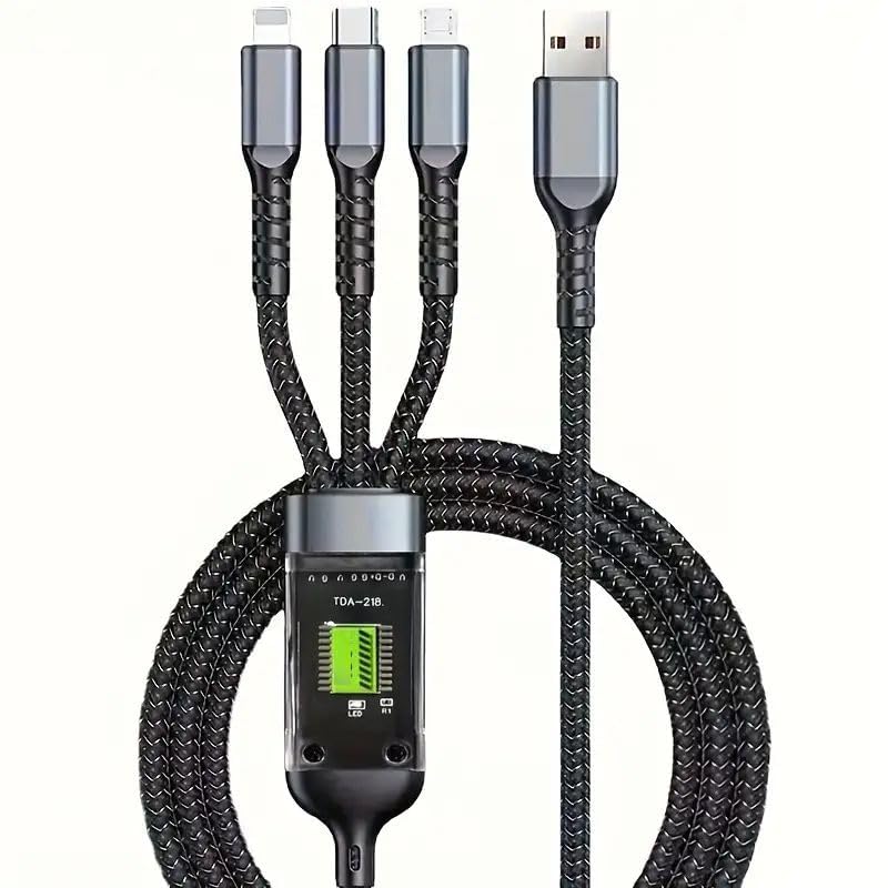 3 In 1 Super Fast Charging Usb Cable (Lightning- Type C- Micro) S224 3 In 1 Super Fast Charging Usb Cable (Lightning- Type C- Micro) S224