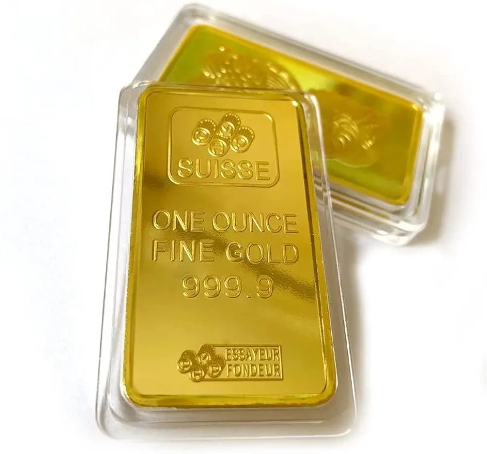 Replica Gold Plated Bullion Bar Collectibles Souvenir 1 Troy OZ with Gift Box B-261374 Replica Gold Plated Bullion Bar Collectibles Souvenir 1 Troy OZ with Gift Box B-261374